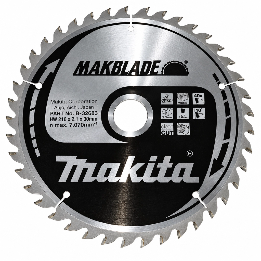 Makita B-32683 pjovimo diskas medienai 216mm skersmens su 40 kietmetalio dantų diskiniams pjūklams