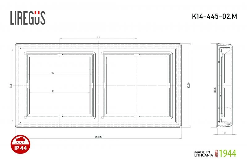 Liregus Modern baltos spalvos dvivietis jungiklių rėmelis