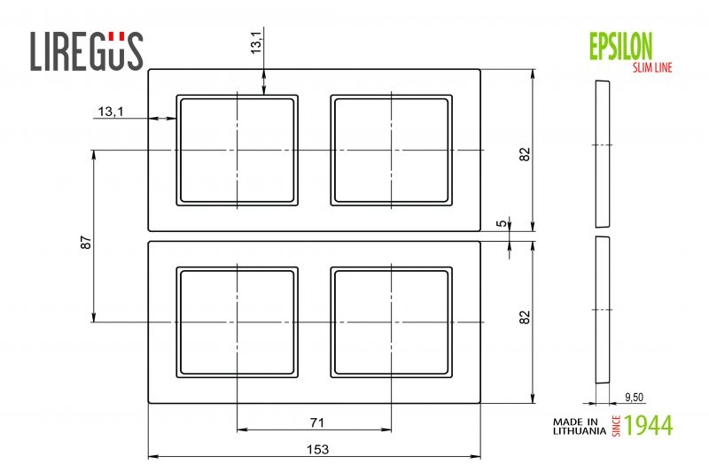 Juodas Liregus rėmelis dviem jungikliams K14-145-02