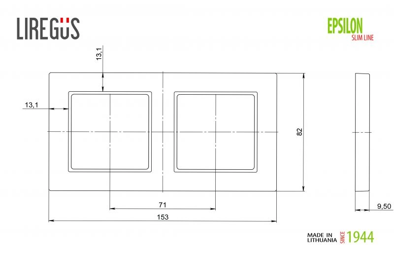 Liregus Epsilon dviejų vietų jungiklio rėmelis baltos spalvos