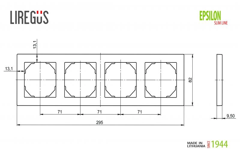 Liregus Epsilon baltos spalvos keturvietis elektros rėmelis