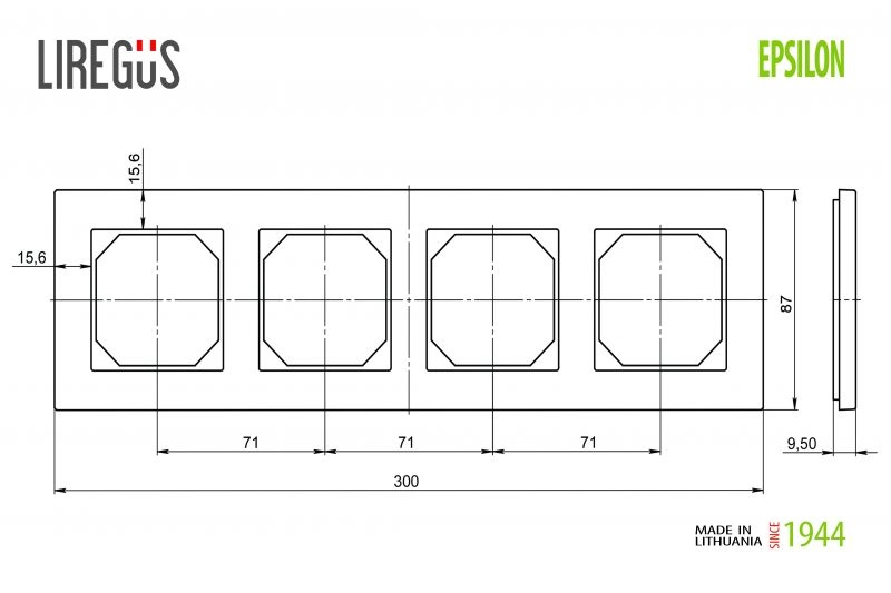 Liregus Epsilon K14-245-04 keturvietis rėmelis baltoje spalvoje