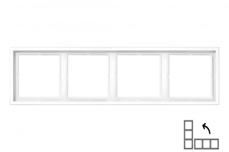 LIREGUS MODERN K14-445-04 baltos matinės spalvos plastikinis rėmelis keturiems prietaisams