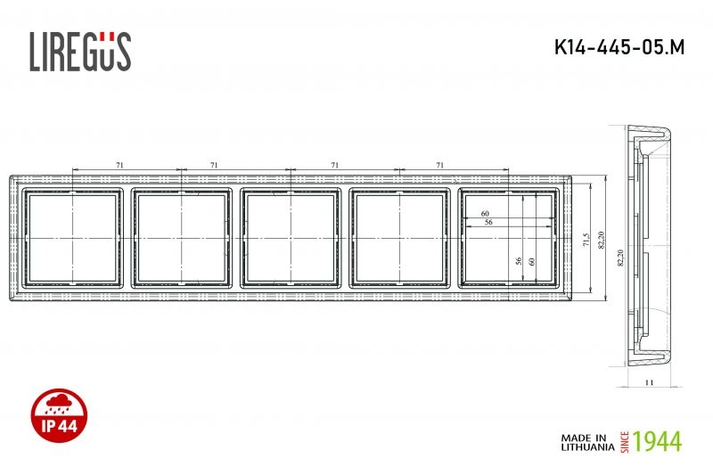 Potinkinis plastikinis rėmelis 5 prietaisams Liregus Modern smėlio