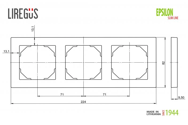 Liregus Epsilon trivietis jungiklių rėmelis baltos spalvos