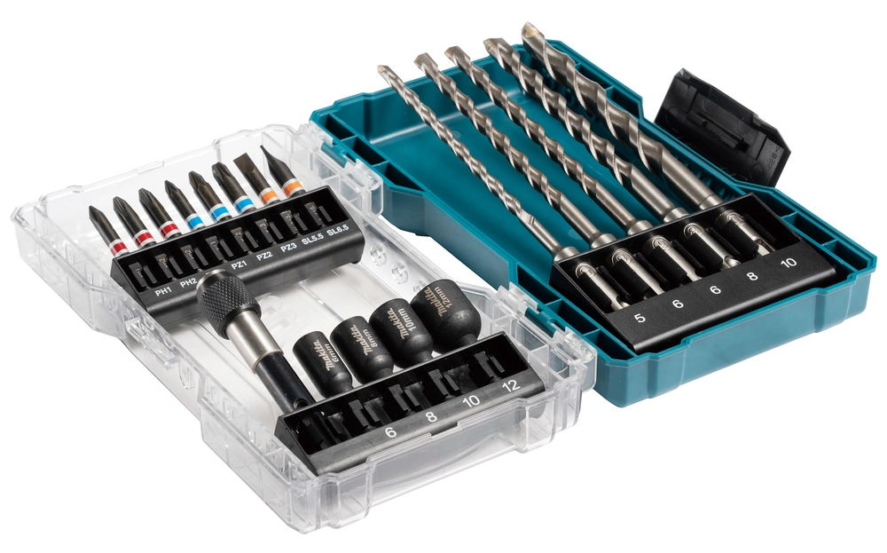 Makita grąžtų rinkinys su magnetiniu laikikliu ir sukimo antgaliais