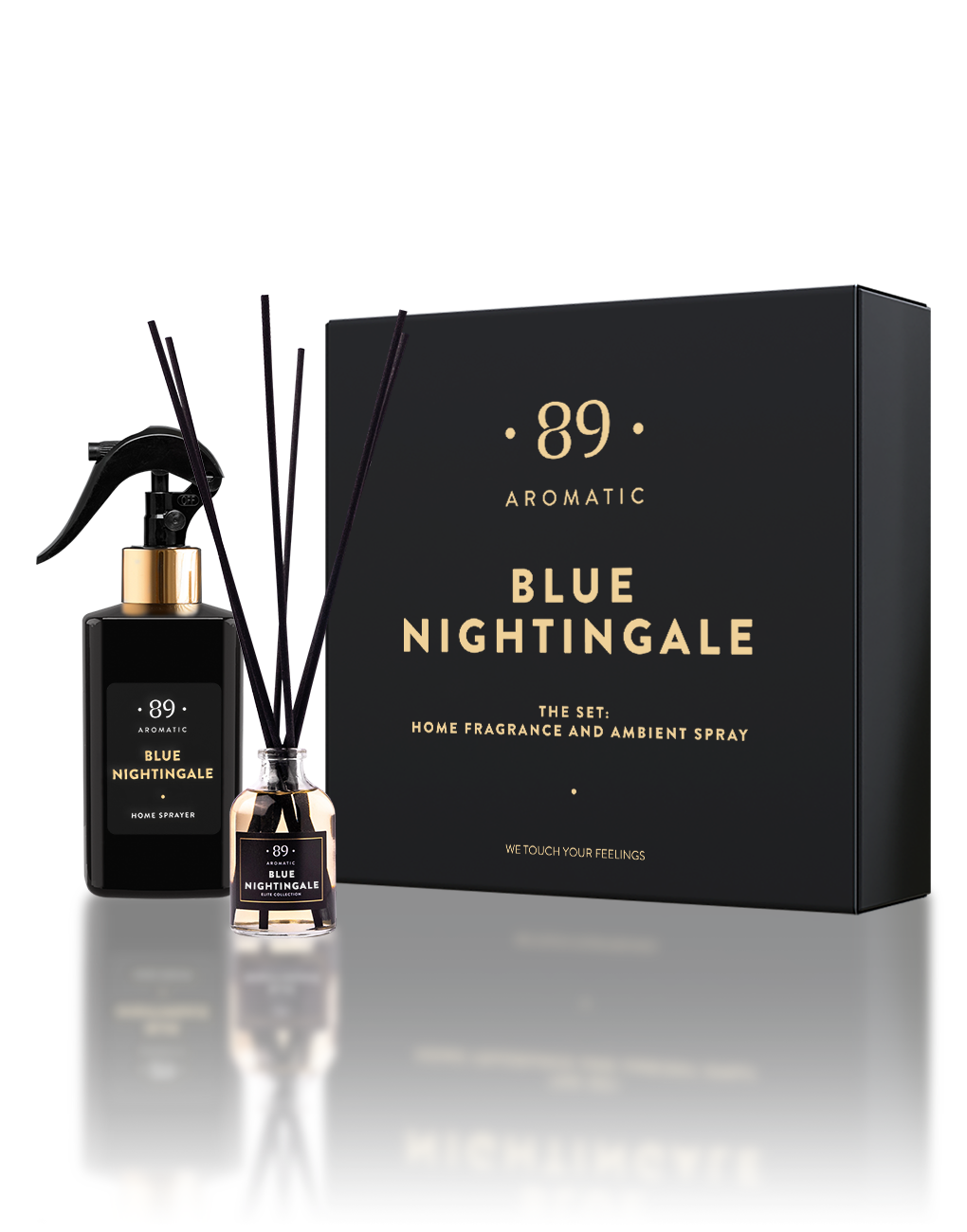 RINKINYS NAMŲ KVAPAS SU LAZDELĖMIS IR PURŠKIAMAS NAMŲ KVAPAS BLUE NIGHTINGALE AROMATIC 89