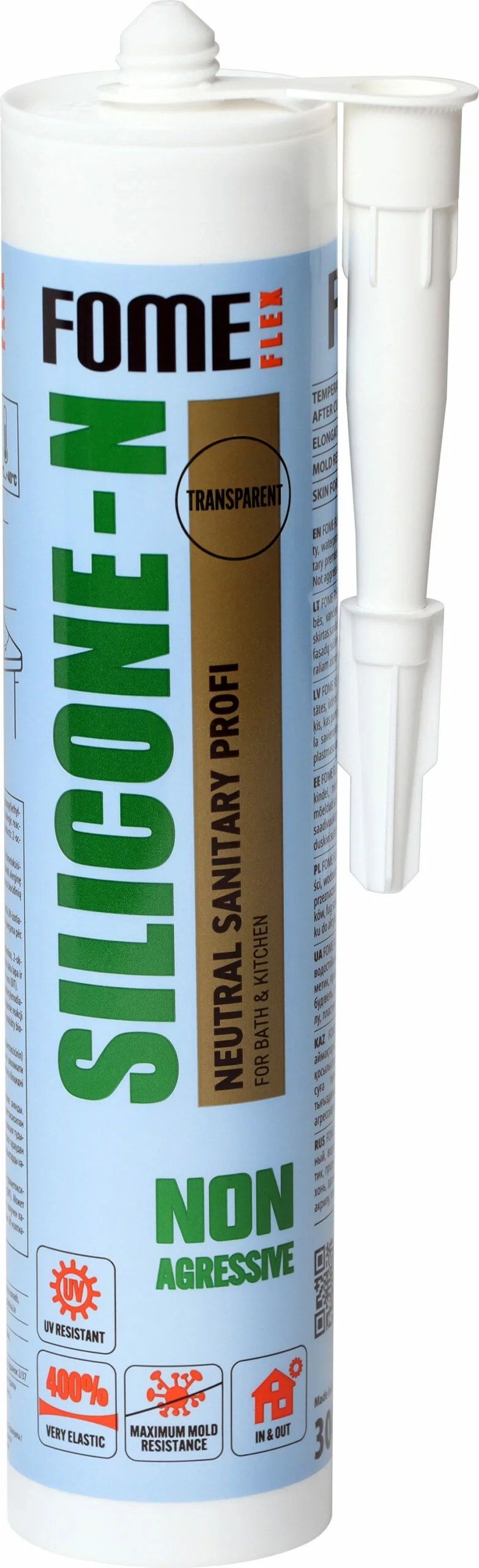 FOME FLEX SILICONE-N 300ml skaidrus neutralus silikoninis hermetikas sandarinimui
