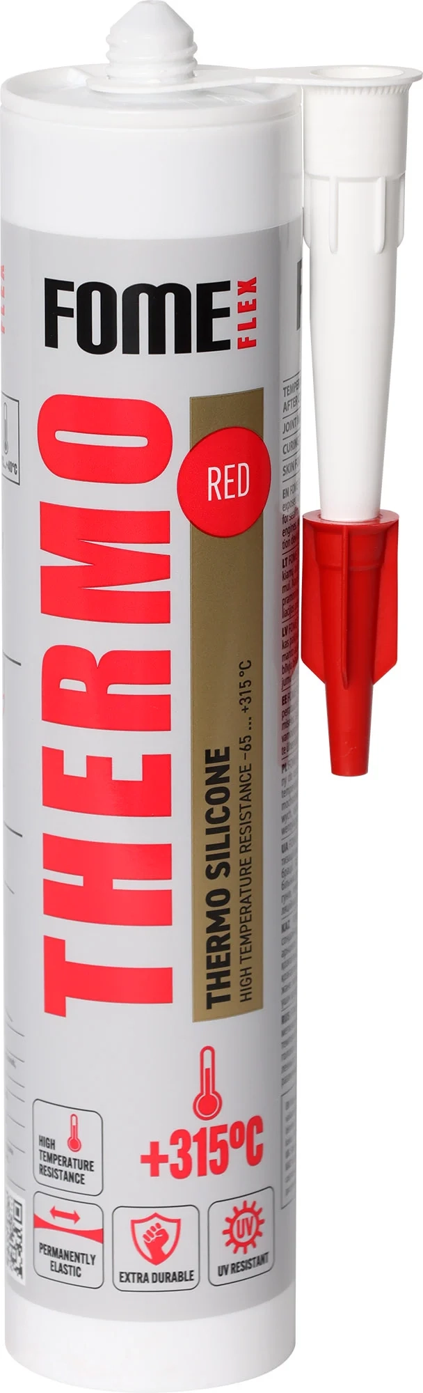 FOME FLEX THERMO 315°C raudonas aukštatemperatūris silikoninis hermetikas 300ml
