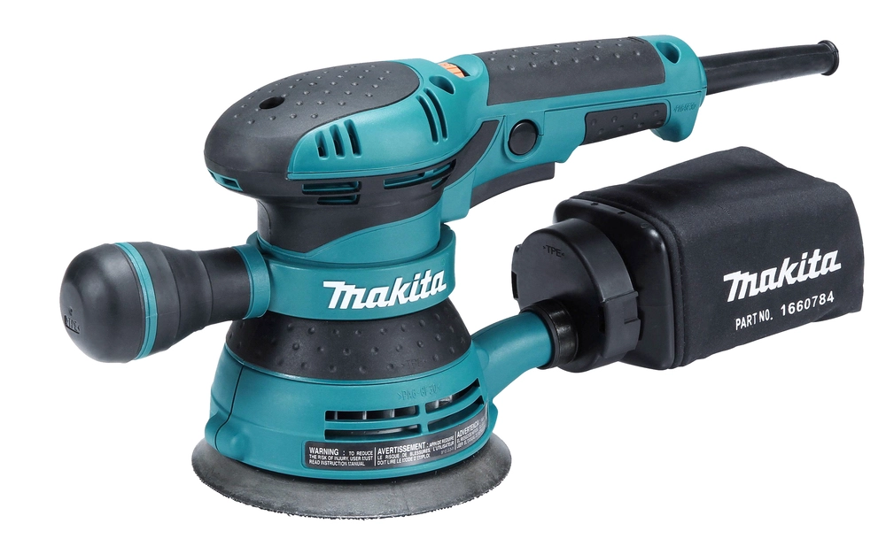 Makita šlifuoklio greičio reguliavimo ratukas ir valdymo mygtukai