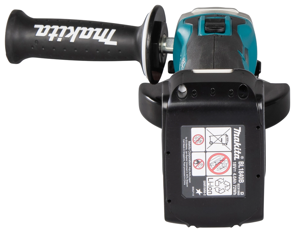 Makita DGA504 komplektacija su šonine rankena ir flanšu