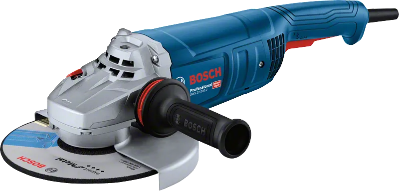 Elektrinis kampinis šlifuoklis Bosch Professional 2200W su papildoma rankena ir apsaugos gaubu