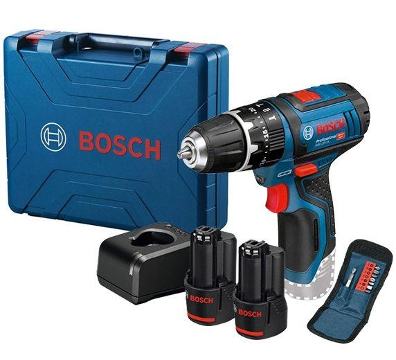 SUKTUVAS-GRĘŽTUVAS AKUMULIATORINIS SMŪGINIS BOSCH PRO GSB 12V-15 2X2.0AH