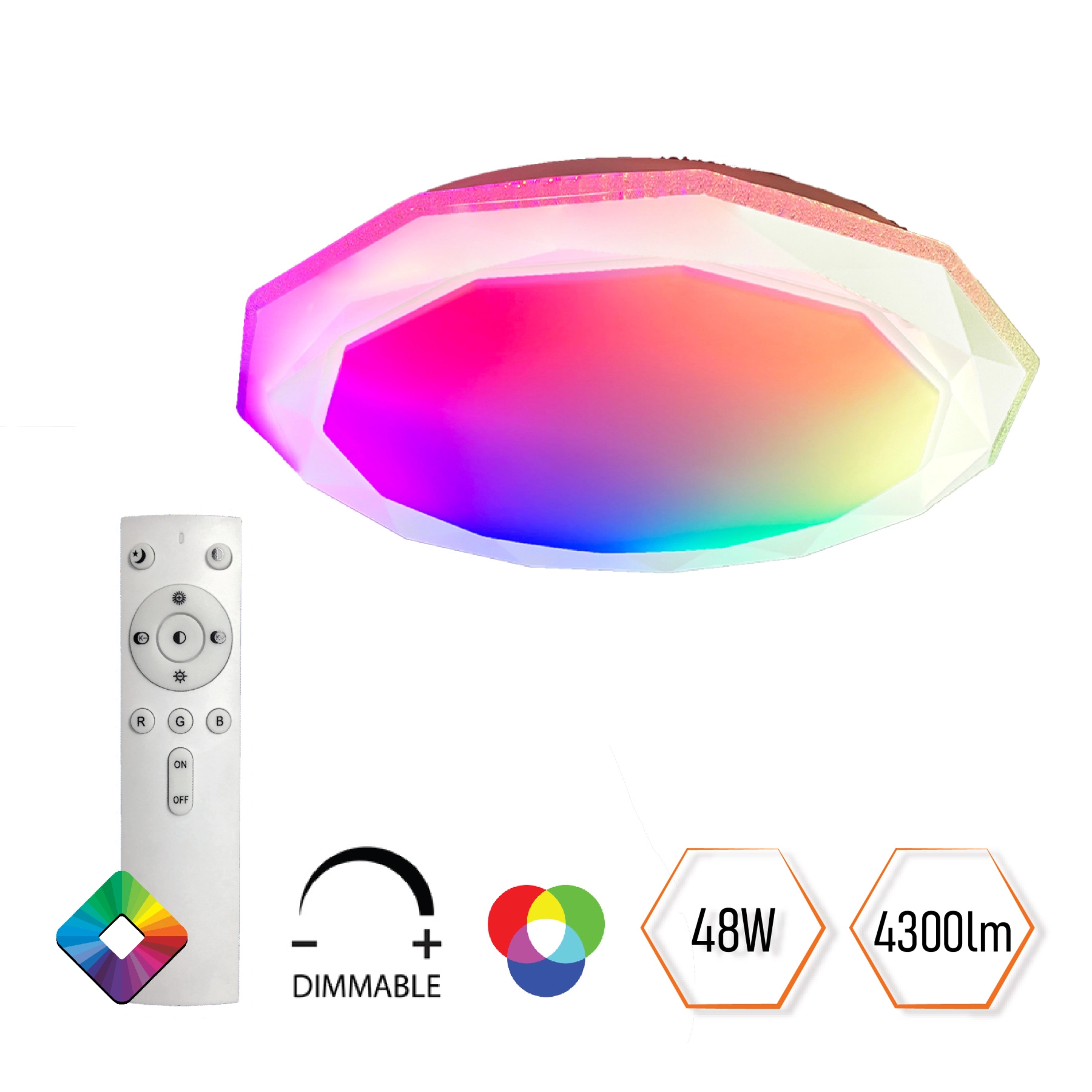 ŠVIESTUVAS LED 40+8W 4300LM 3000-6500K RGBW IP20 480X70 MM