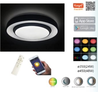 Apvalus modernus LED šviestuvas 40W su TUYA išmaniuoju valdymu