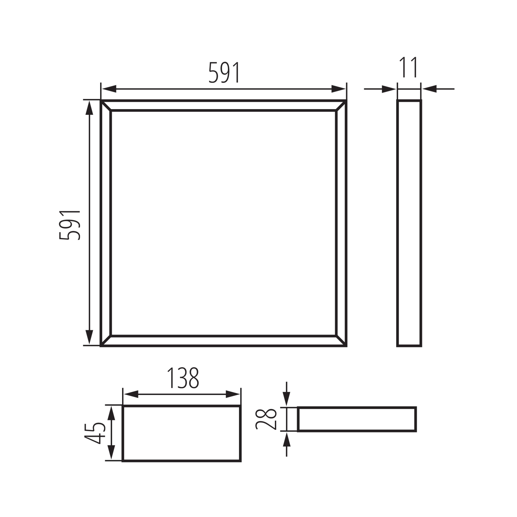 Kanlux AVAR 6060 plonas 11mm LED rėmelis kasetinėms luboms