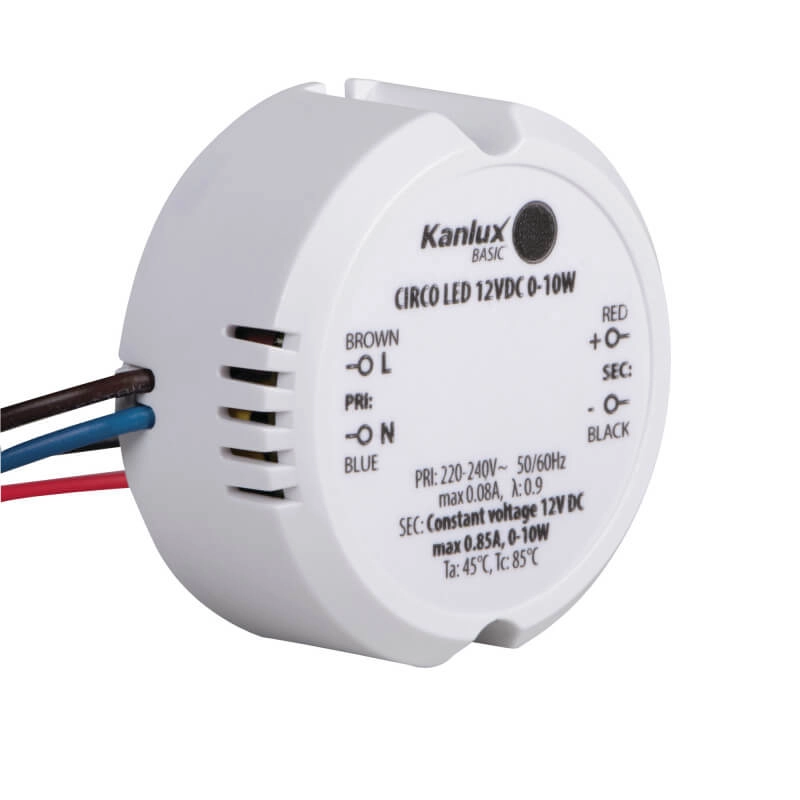 Kompaktiškas KANLUX transformatorius LED apšvietimo sistemoms 10W
