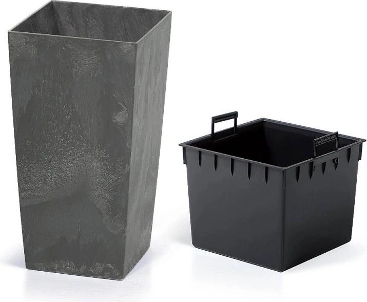 Kvadratinis plastikinis vazonas Urbi Square 24cm beton effect tekstūra