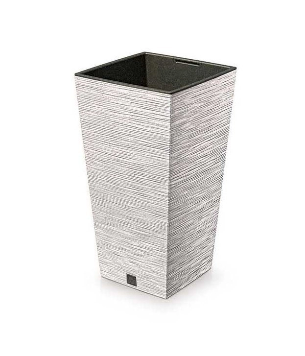 VAZONAS PLASTIKINIS 35CM FURU SQUARE ECO WOOD BALTAS