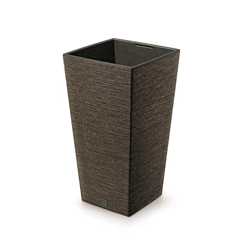 VAZONAS PLASTIKINIS 40CM FURU SQUARE ECO WOOD COFFEE