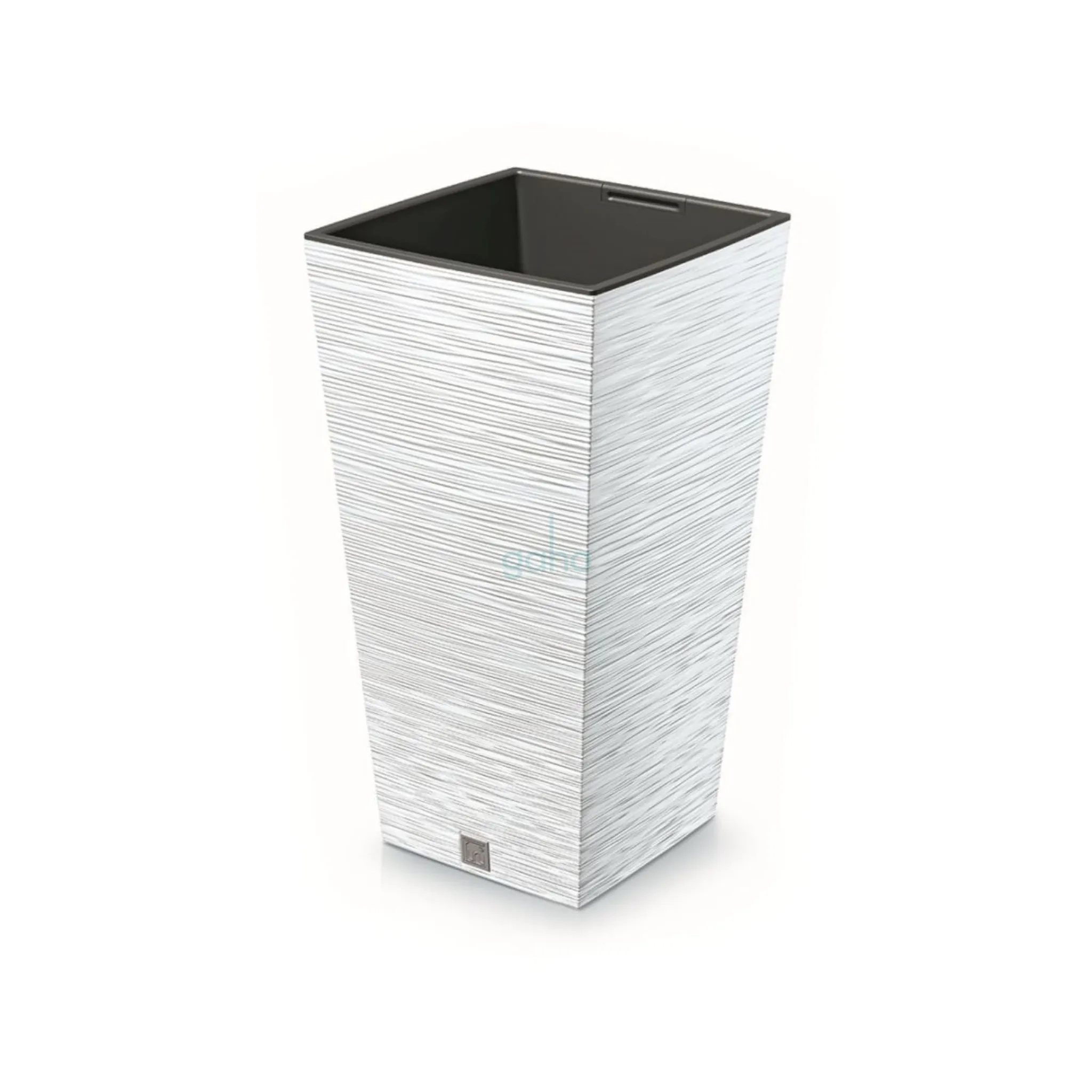 VAZONAS PLASTIKINIS 40CM FURU SQUARE ECO WOOD BALTAS