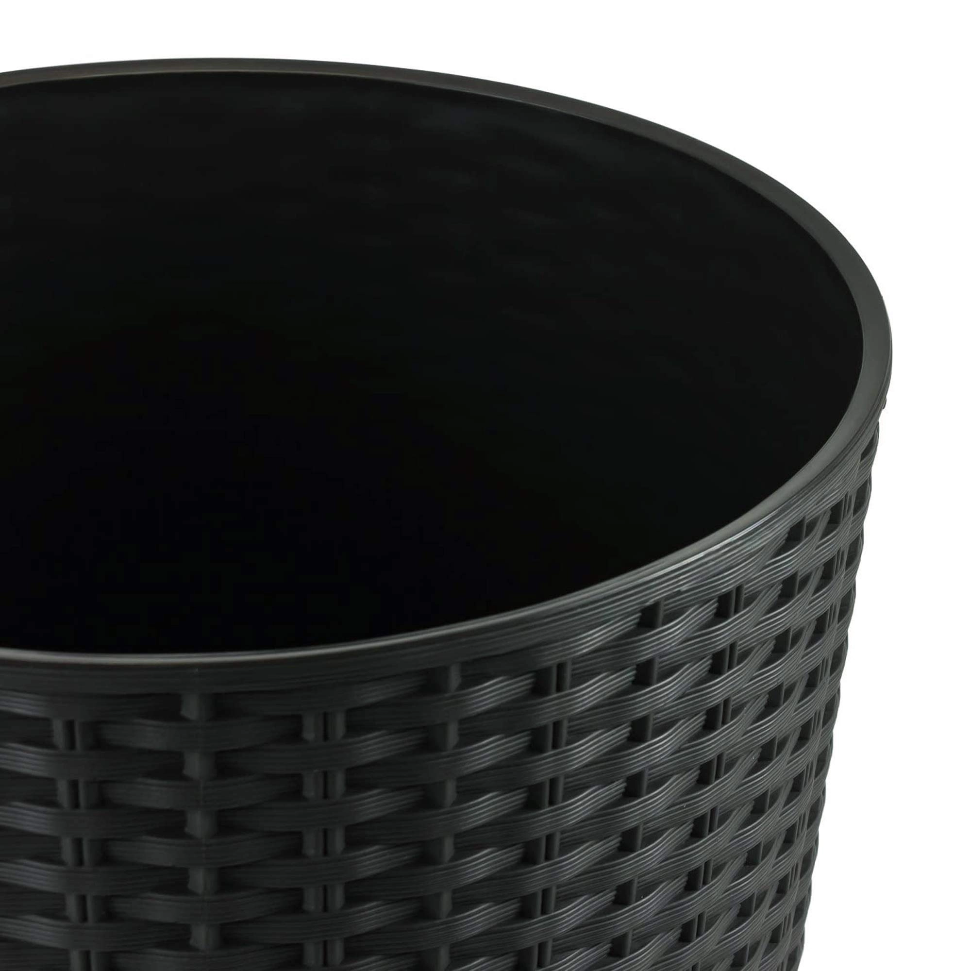 Plastikinis sodui vazonas 40cm pilkos spalvos atsparus UV spinduliams