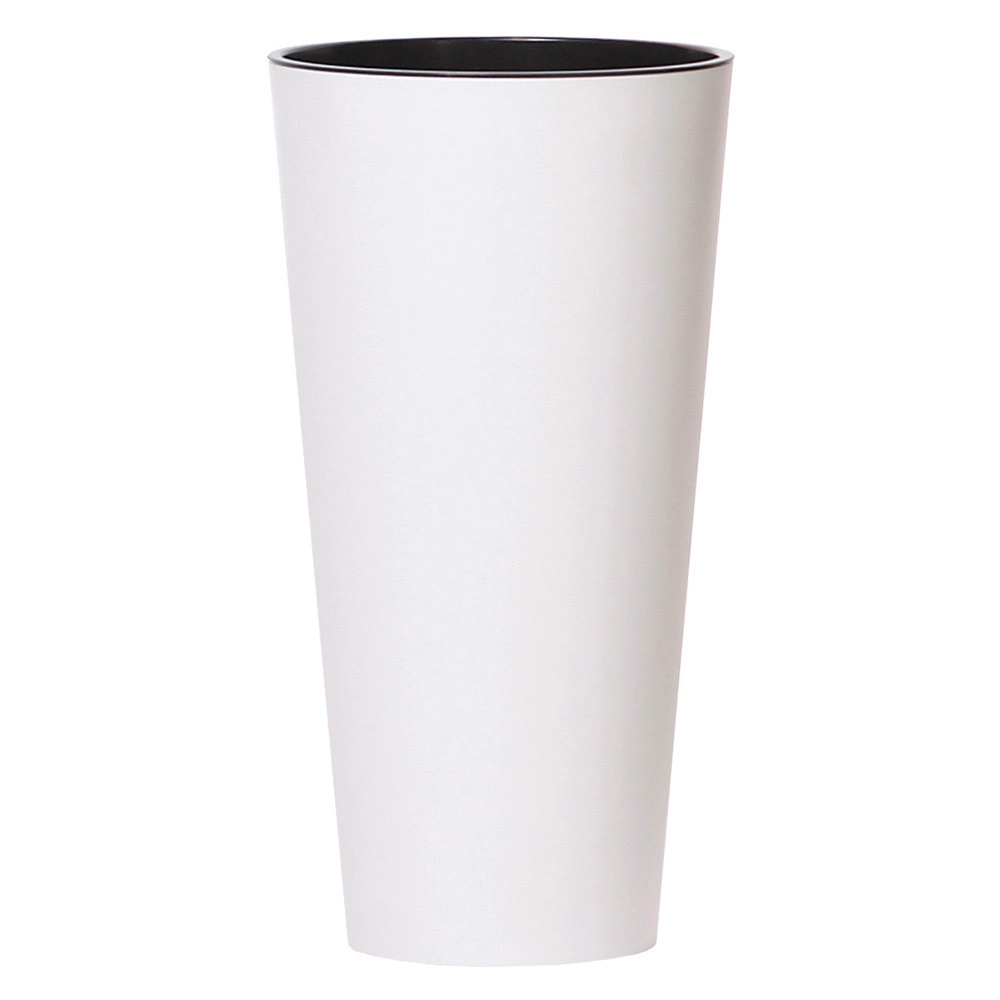 VAZONAS PLASTIKINIS 40CM TUBUS SLIM BALTAS