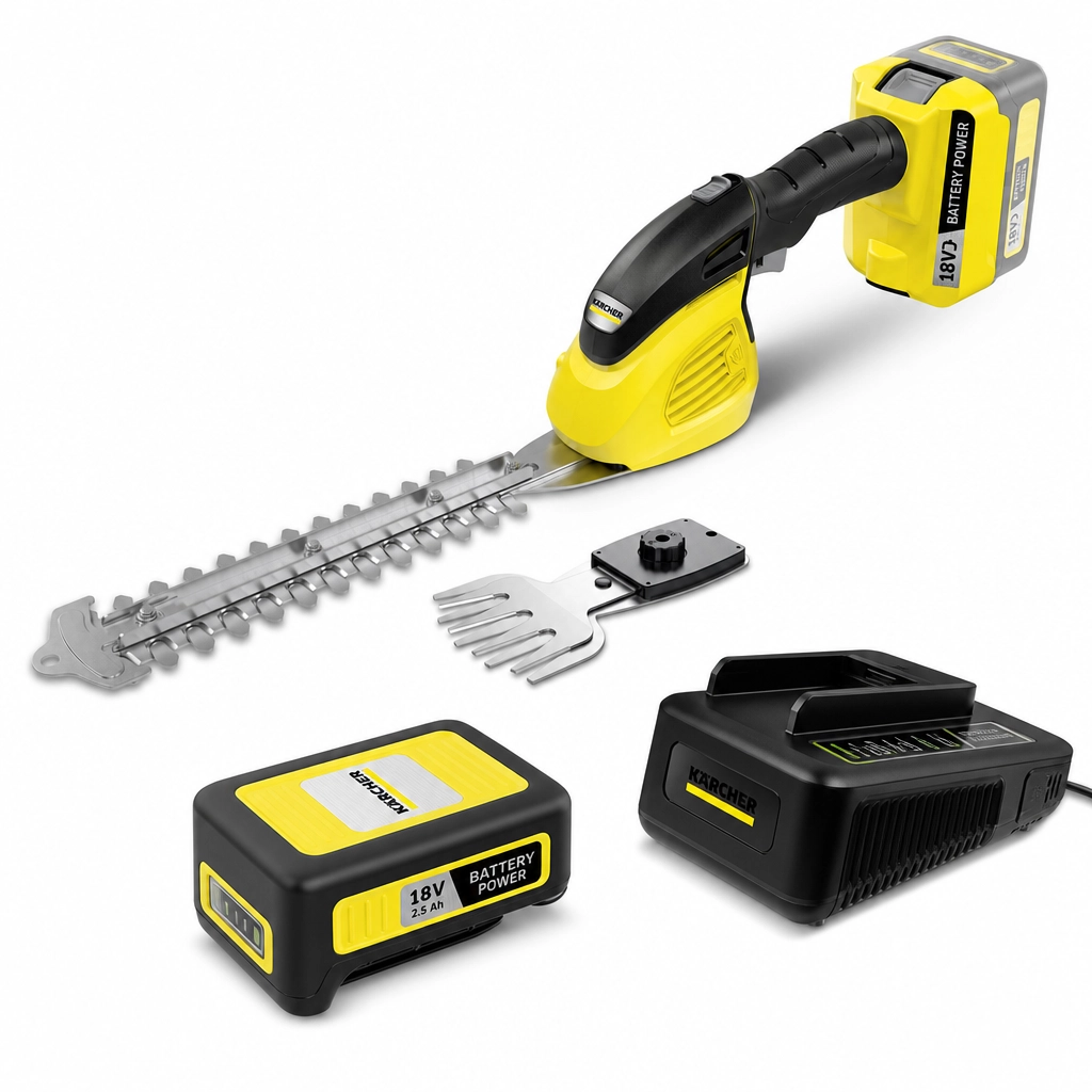 ŽIRKLĖS GYVATVORIŲ AKUMULIATORINĖS KARCHER GSH18-20 + AKUMULIAURIAUS RINKINYS BATTERY POWER 18/25 1.444-200.0