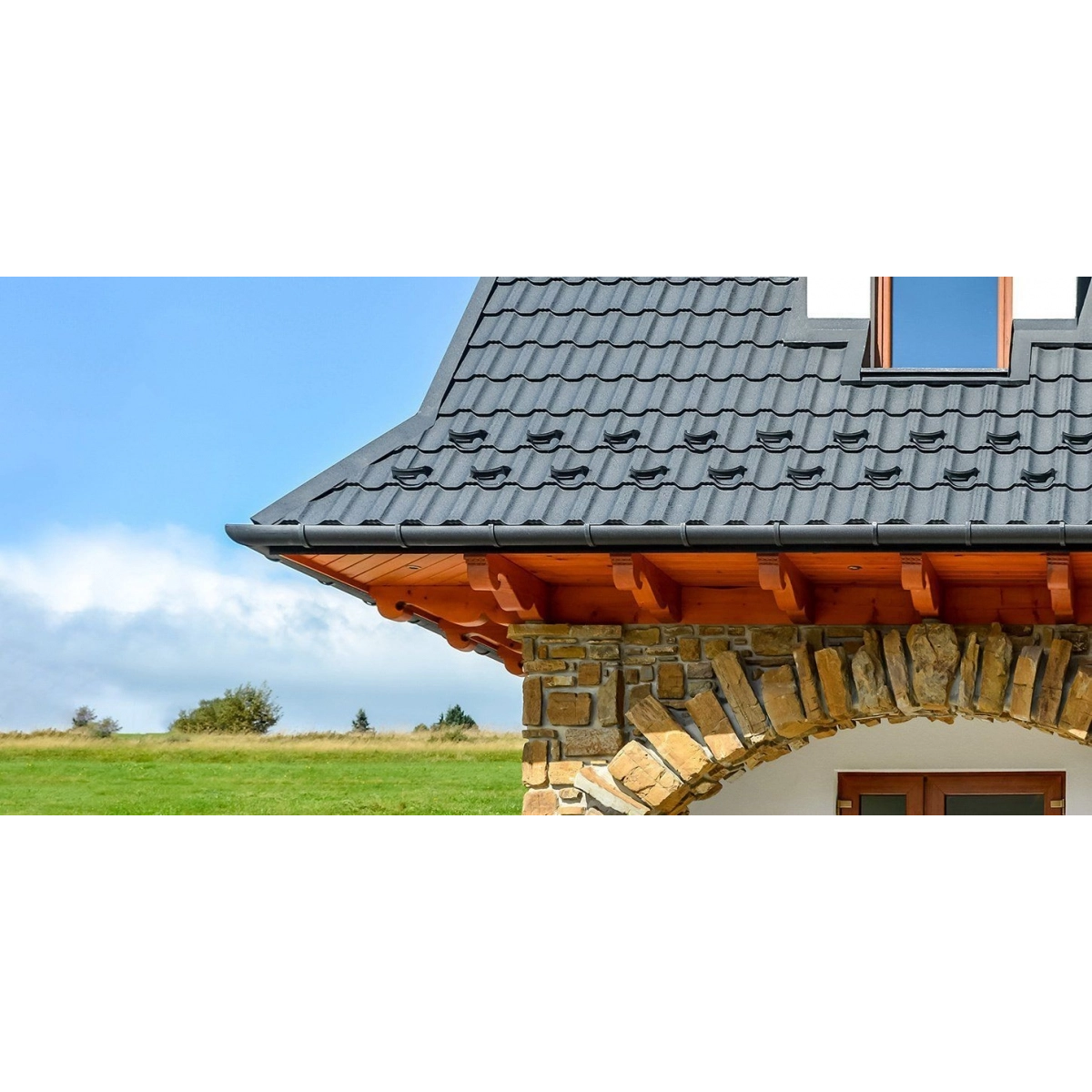 Skardinių čerpių Germania Simetric montavimo pavyzdys