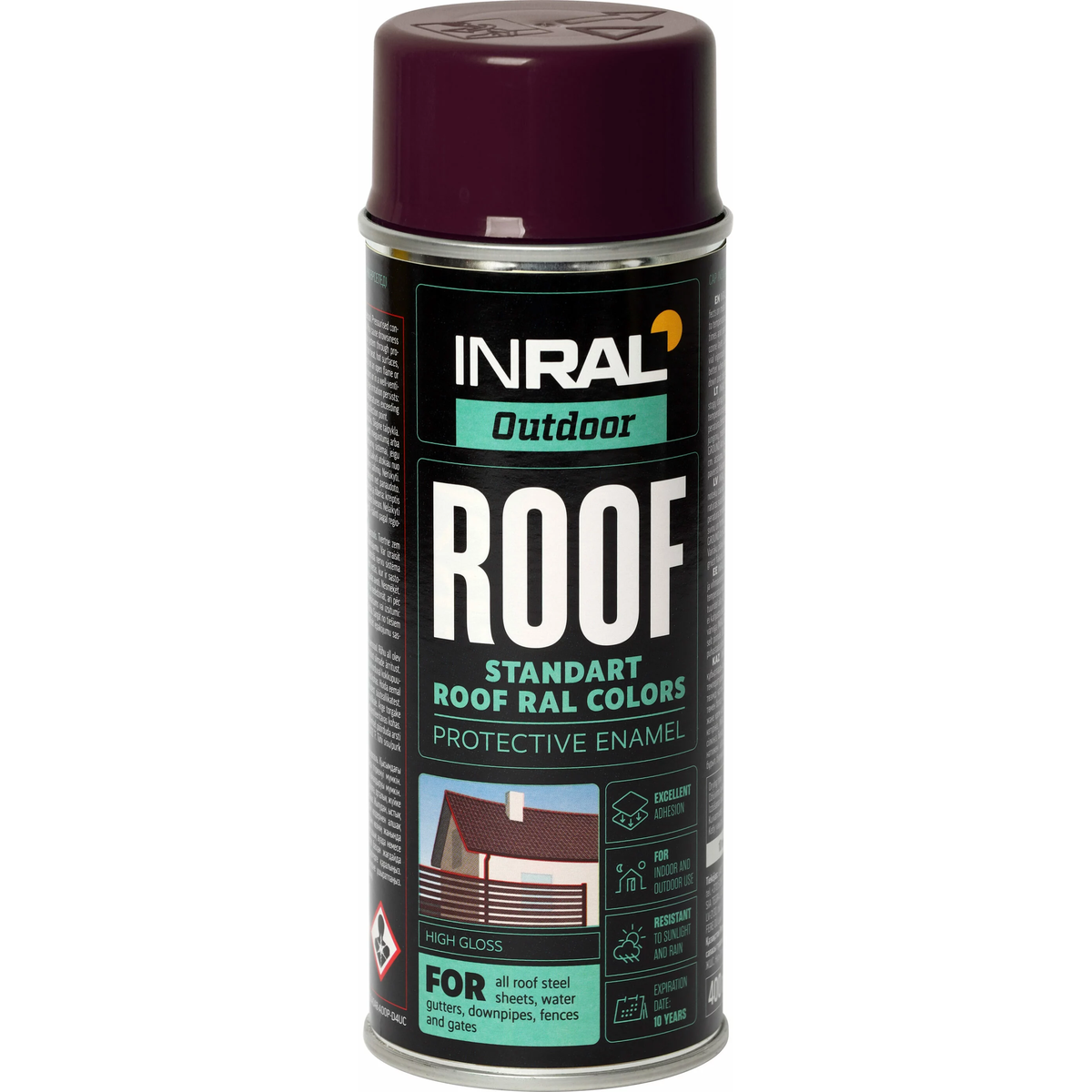 INRAL ROOF aerozoliniai dažai 400ml šokolado spalvos RAL8017 stogo remontui