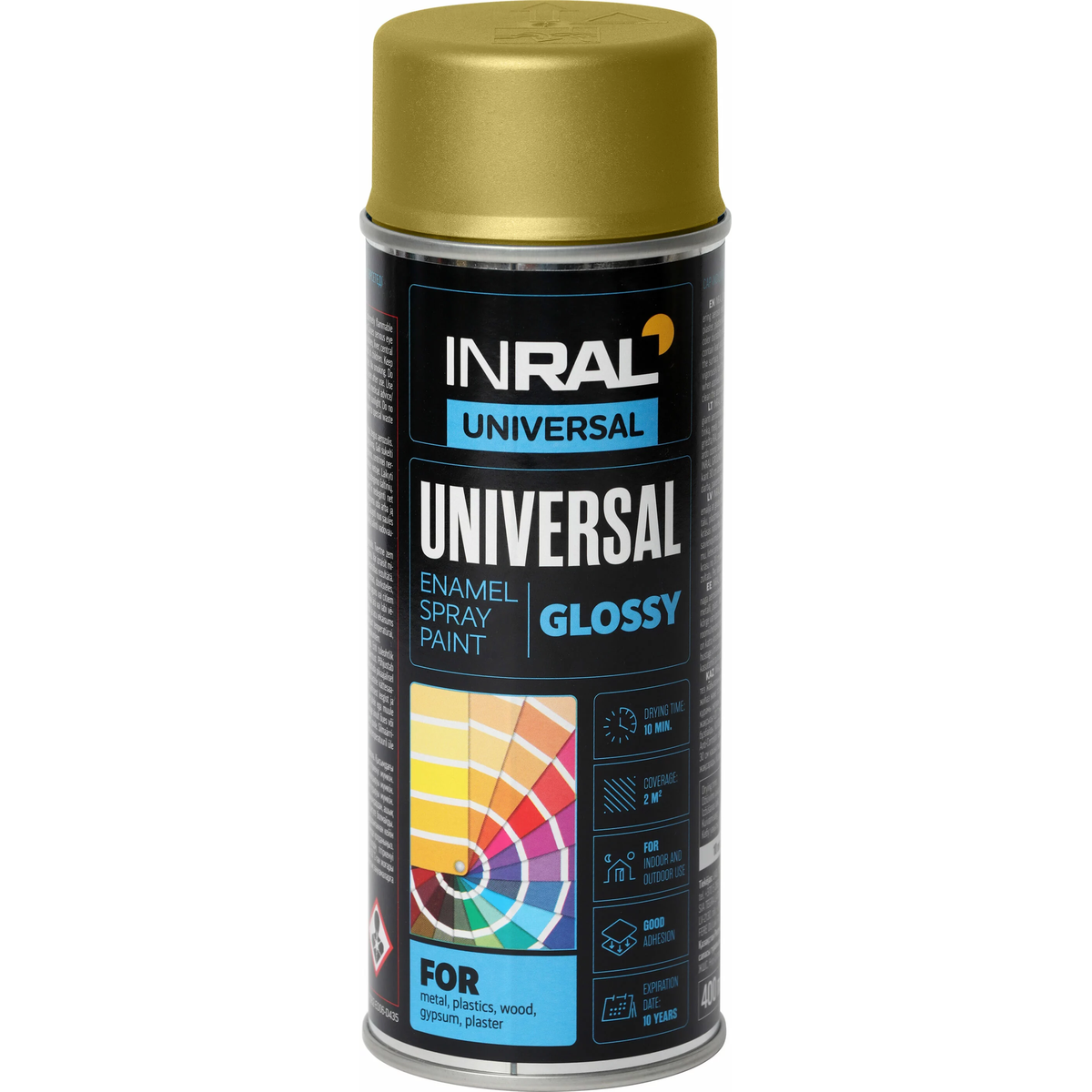 INRAL UNIVERSAL aerozoliniai dažai 400ml perlamutrinio aukso spalvos RAL1036 balionėlis