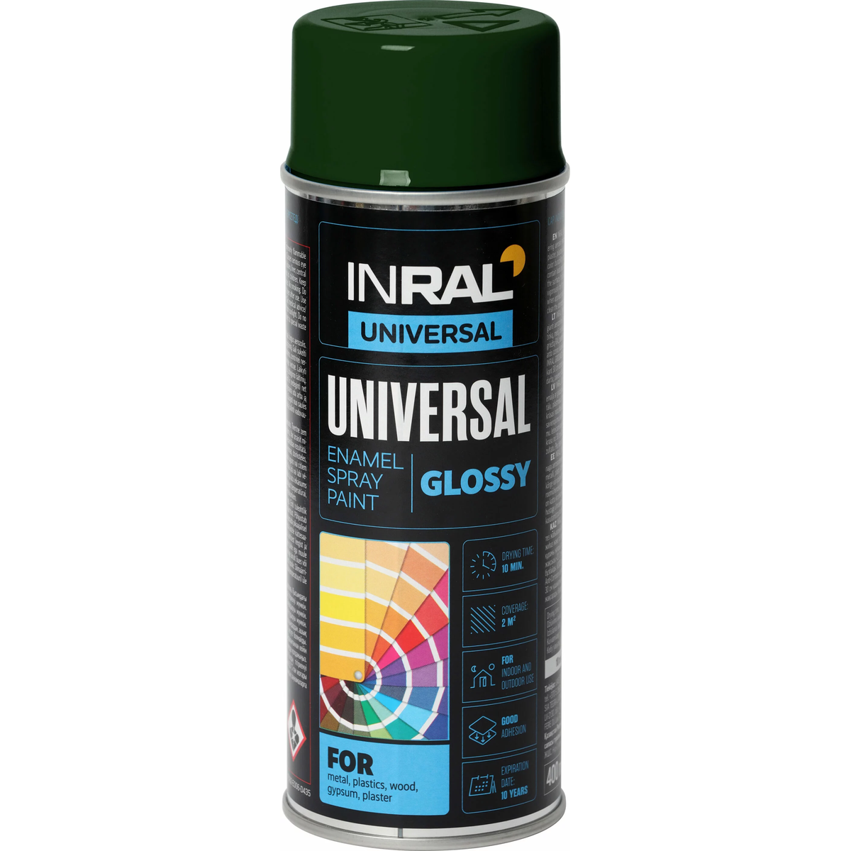 INRAL UNIVERSAL aerozoliniai dažai 400ML tamsiai žalios spalvos RAL6009 balionėlis