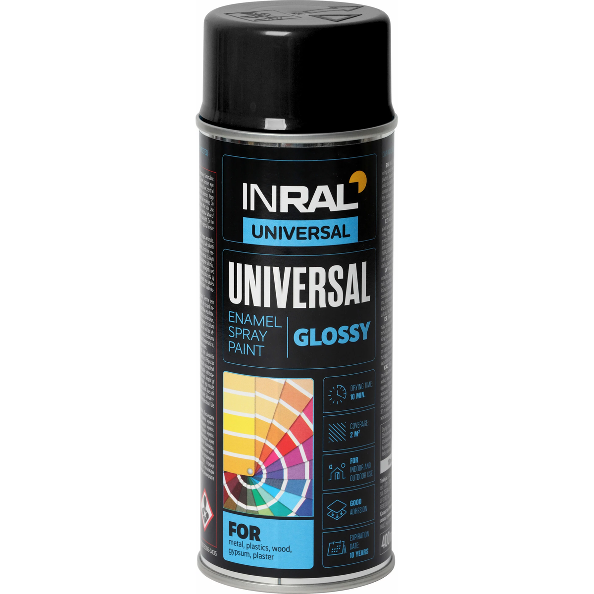 INRAL UNIVERSAL 400ML aerozoliniai dažai juodos spalvos RAL9017 balionėlis