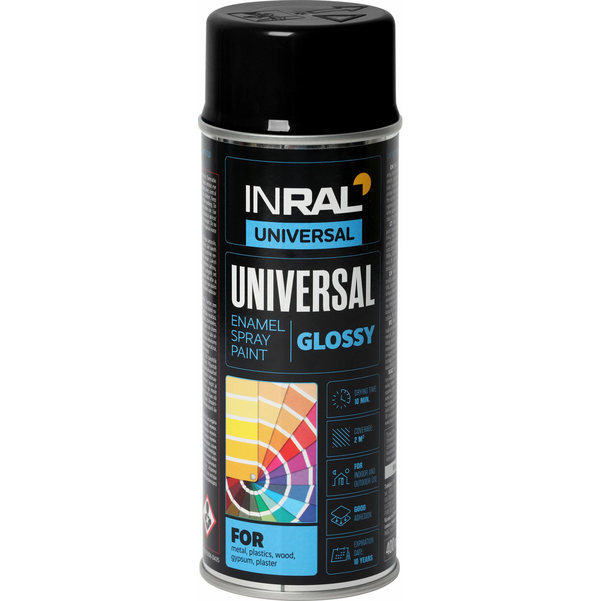 INRAL UNIVERSAL aerozoliniai dažai 400ML tamsiai juoda RAL9005 spalva balionėlyje