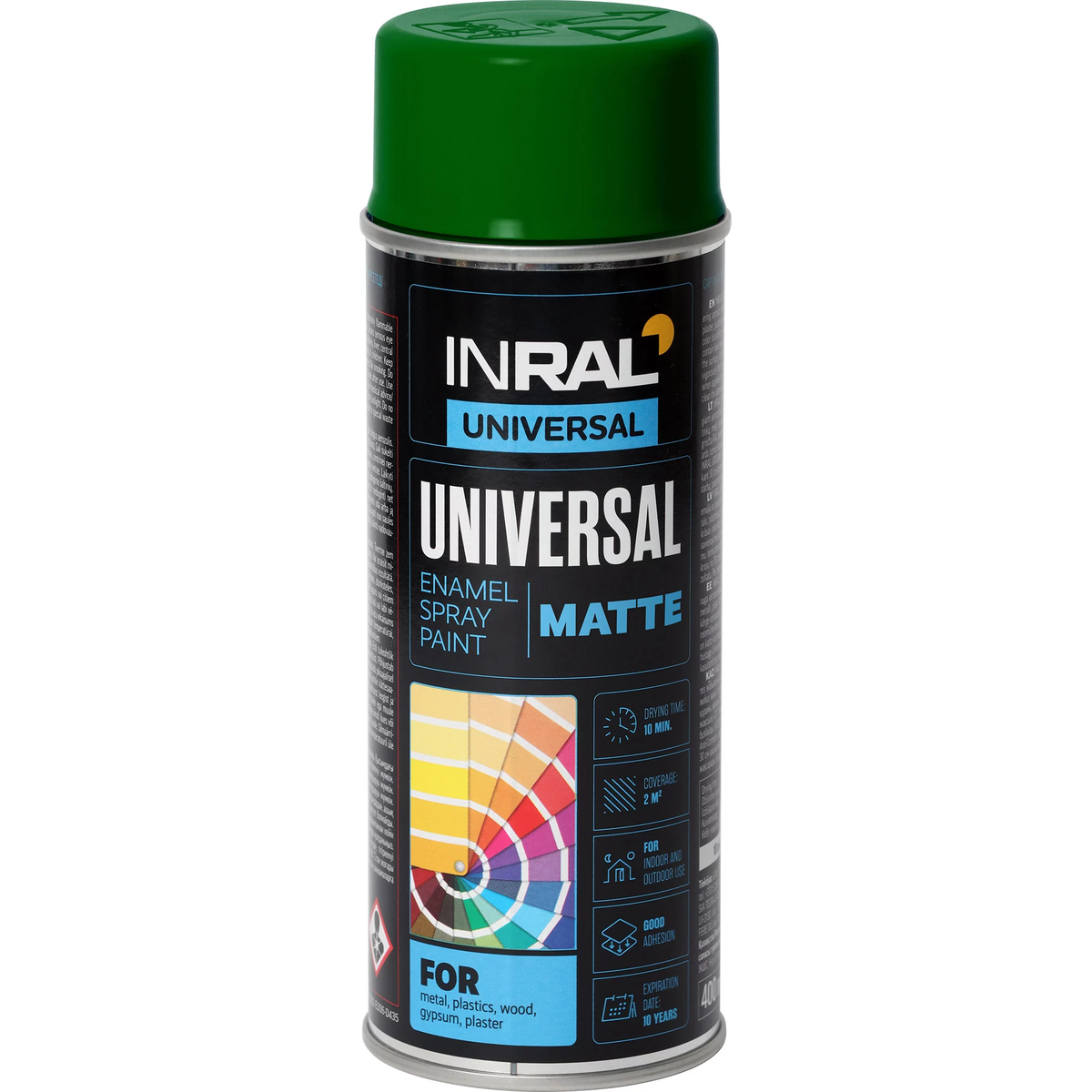 INRAL UNIVERSAL aerozoliniai dažai 400ML samaninės spalvos RAL6005 balionėlis