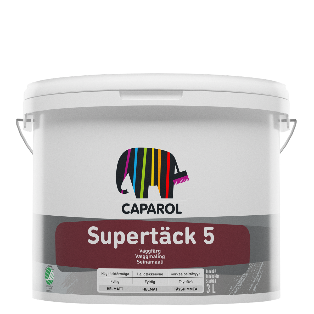 CAPAROL SUPERTACK 5 matiniai balti dažai sienoms luboms 2,85L
