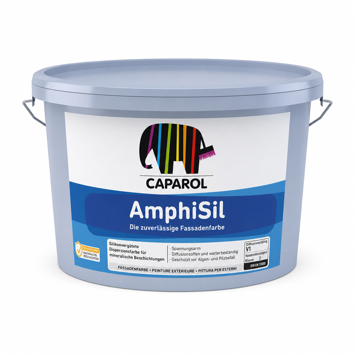 Caparol AmphiSil B1 matiniai fasado dažai 2,5 litro talpa baltas kibiras
