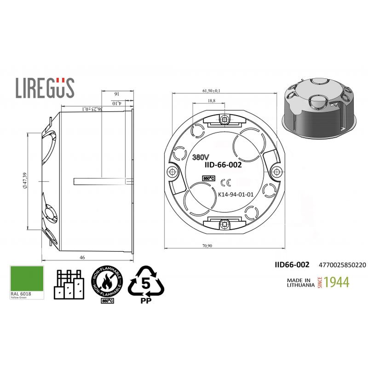 LIREGUS dėžutė gipso kartono sienoms - montavimo sprendimas