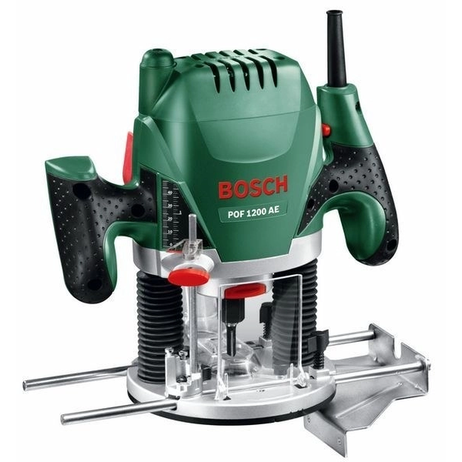 Bosch POF 1200 AE vertikali freza medienos apdirbimui su skaidriu apsauginiu skydeliu ir Electronic sistema