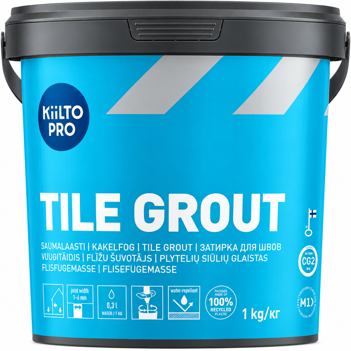 KIILTO plytelių siūlių glaistas 1kg sidabro pilkos 46 spalvos pakuotė