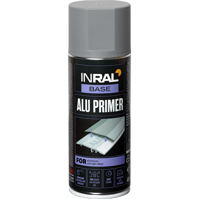 INRAL ALU PRIMER aerozolinis gruntas metalui 400ML pilkos spalvos balionėlis