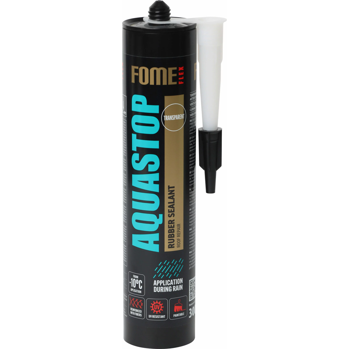 FOME FLEX AQUASTOP 300ml skaidrus hermetikas stogų sandarinimui su armuojančiais plaušeliais
