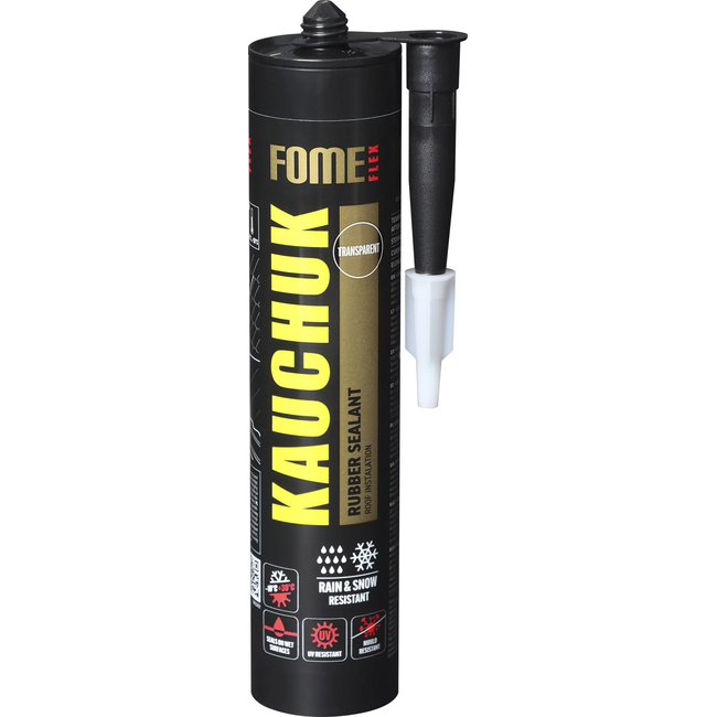 FOME FLEX kaučiuko hermetikas 300ml skaidrus stogų ir fasadų sandarinimui