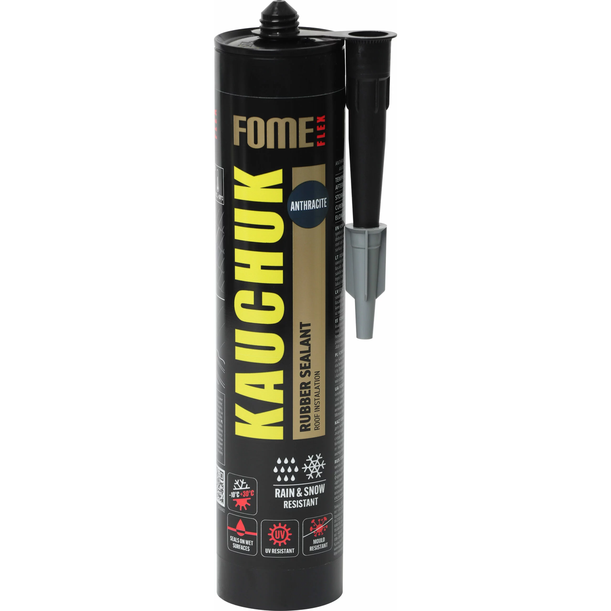 FOME FLEX KAUCHUK antracito spalvos kaučiuko hermetikas 300ml stogų sandarinimui ir remontui