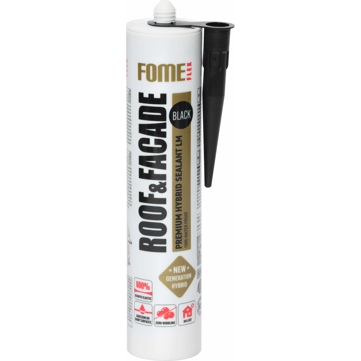 FOME FLEX ROOF&FACADE juodas hibridinis hermetikas 300ml stogų ir fasadų sandarinimui