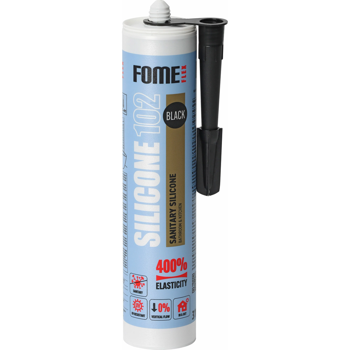 FOME FLEX sanitarinis silikoninis hermetikas 310ml juodos spalvos vonios sandarinimui