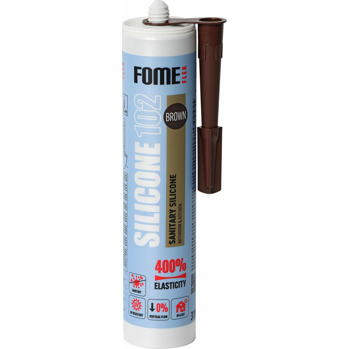 FOME FLEX sanitarinis silikoninis hermetikas 102 rudos spalvos 310ml vonios ir virtuvės sandarinimui