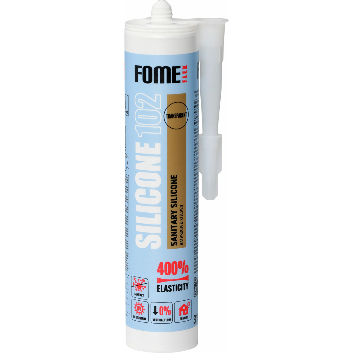 FOME FLEX sanitarinis silikoninis hermetikas 310ml skaidrus vonios ir virtuvės sandarinimui