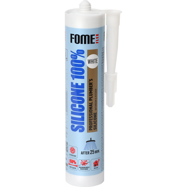 FOME FLEX baltas silikoninis hermetikas 310ml sanitariniams sandarinimo darbams