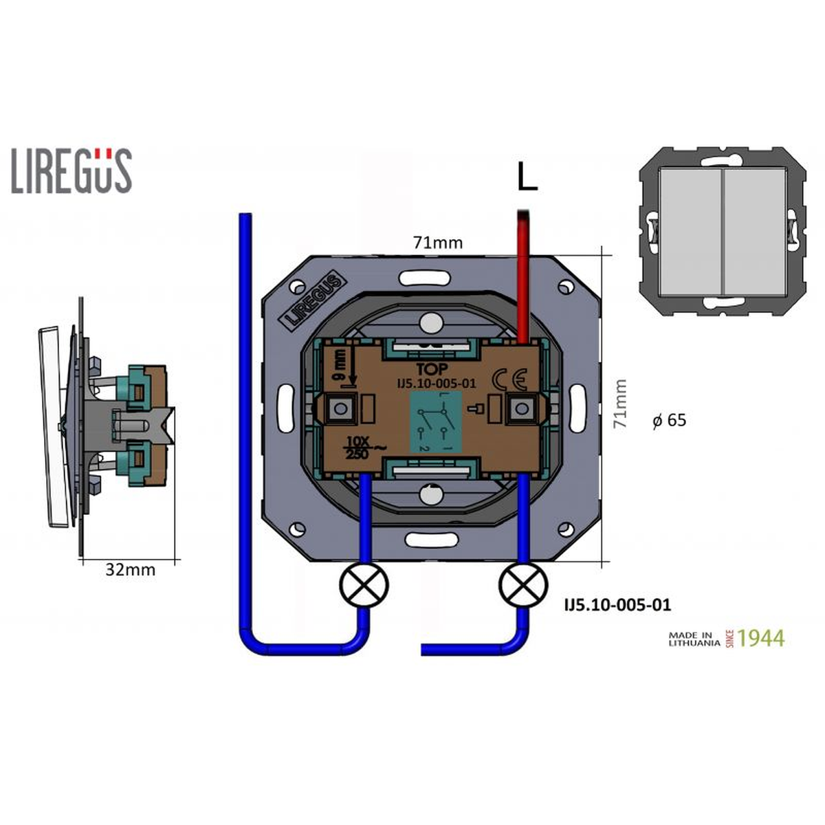 Baltas dvigubas elektros jungiklis EPSILON serijos